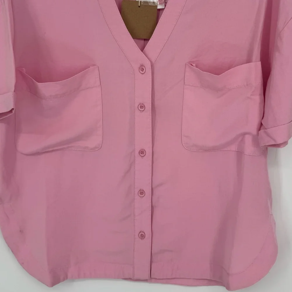 Blu Pepper Women's Pink Button Down Shirt Oversized Size Small NWT Barbiecore